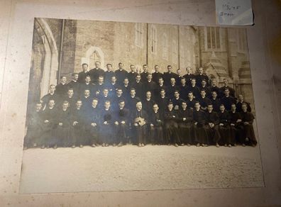 photo Vintage Mounted Group Photo  Catholic Priests & Bishop by C. & L. Walsh, Dublin  Photographer / Studio: Stamped "C. and L. Walsh, 55 Lr. Mount Street, Dublin" on the mount. Active c. 1920s 1950s.