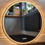 LED Bathroom Mirror 80cm Gold Speakers Music Fog Free Image 4