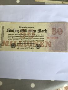 Rare 1923 German Banknote - Funzig (50) Million Mark