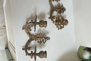 Gold wall candle holders