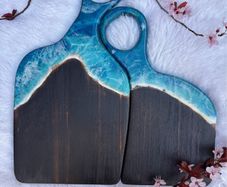 Set of 2 Handmade Ocean Resin Charcuterie / Serving Boards
