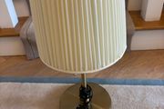 Pair of Ikea (brass effect) lamps with Pooky cream coloured pleated shades