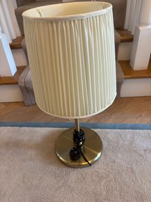 Pair of Ikea (brass effect) lamps with Pooky cream coloured pleated shades