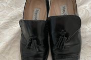 Marco Moreo Vintage Black Leather Tassel Loafers - Size 38.5 - Block Heel - Brogue Detail