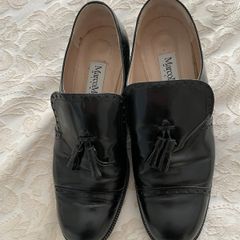 Marco Moreo Vintage Black Leather Tassel Loafers - Size 38.5 - Block Heel - Brogue Detail