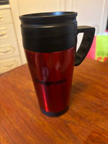 Snap On Insulated Carry Out Mug with Handle - Red with black trim