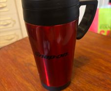 Snap On Insulated Carry Out Mug with Handle - Red with black trim