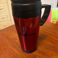 Snap On Insulated Carry Out Mug with Handle - Red with black trim