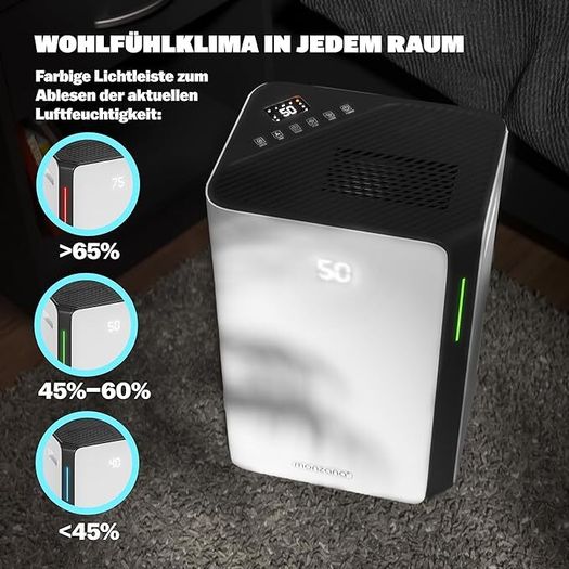 Electric Dehumidifier 20-30 m 20L/Day LED Display 24-Hour Timer Room Dehumidifier Bathroom Flat WiFi Smart Home App Air Purifier Allergy Sufferers