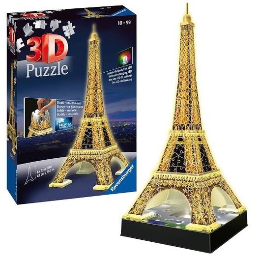 3D Puzzle Eiffel Tower. Option to light it up with LED built in.