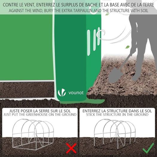 Polytunnel Greenhouse 3x2x2m  Poly Tunnels Gardening Walk In Pollytunnel Tent with Steel Frame