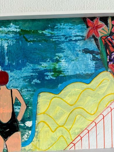 Original Art Swim Art Sea Swim Art Deco Style