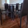 Luxurious 6-Seater Tempered Glass Dining Table with Leather Chairs Image 4
