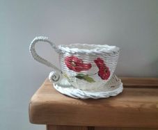 Handmade newspaper basket.