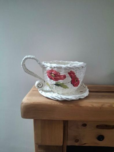 Handmade newspaper basket.