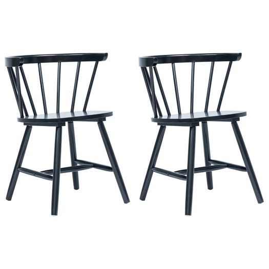 Dining Chairs 2 pcs Black Solid Rubber Wood