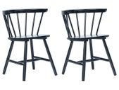 Dining Chairs 2 pcs Black Solid Rubber Wood