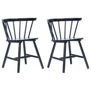 Dining Chairs 2 pcs Black Solid Rubber Wood