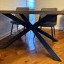 Smoked Oak Dining Table & Grey Chairs with Black and Gold legs Image 4