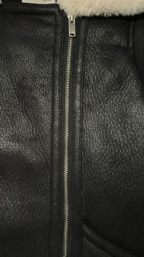 Zara Kids Black Faux Shearling Biker Jacket - Size 13-14 Yrs / 164 cm