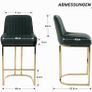 Luxury Velvet Bar Chairs Set Cushioned Breakfast Stools with Back Support Image 2