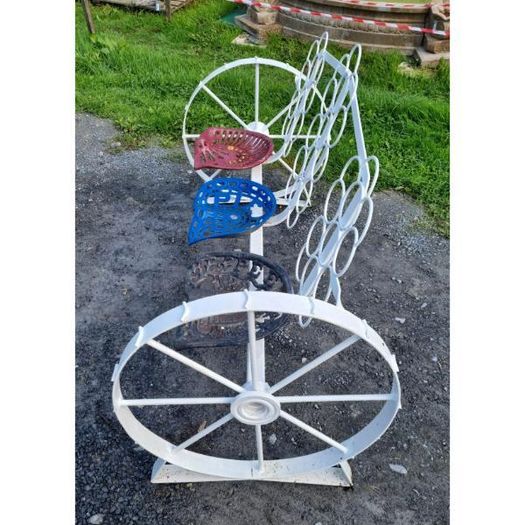 Cart Wheel Bench With tractor Seats KAS1359