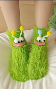 Fuzzy Alien Socks  Cozy & Whimsical