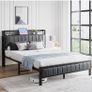 Double Bed Frame with Wooden Storage Headboard Image 7