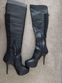 Guess over knee leather high heel boots