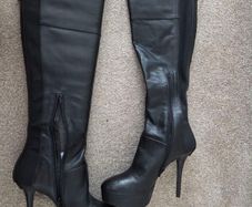 Guess over knee leather high heel boots