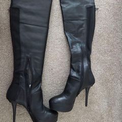 Guess over knee leather high heel boots