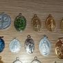 St Francis of Assisi religious medal with Italian blessing on the back plus other religious medals Image 2