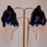 Irregular Navy Ombre White Gold Leaf Stud Earrings Image 4