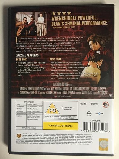 James Dean [1955] Rebel Without A Cause - James Dean, Natalie Wood, Sal Mineo, Jim Backus, Ann Doran, Corey Allen, William Hopper, Nick Adams & Dennis Hopper [2xDVD Movie]