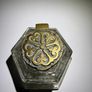 Antique glass inkwell - brass lid Image 5