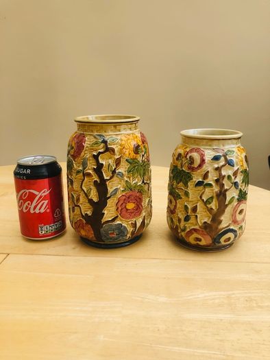 Selection Of Vintage Indian Tree Hand Painted Pottery