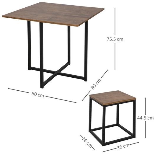 MDF Topped Steel 5-Piece Dining Table w/ 4 Stools Set Black (FREE SHIPPING)