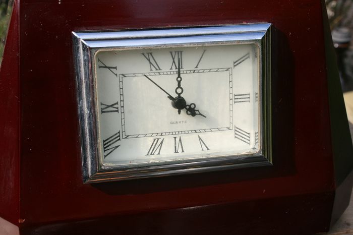Vintage  Stone  global shape turnable 3 sides with clock, thermometer and hydrometer H 21"
