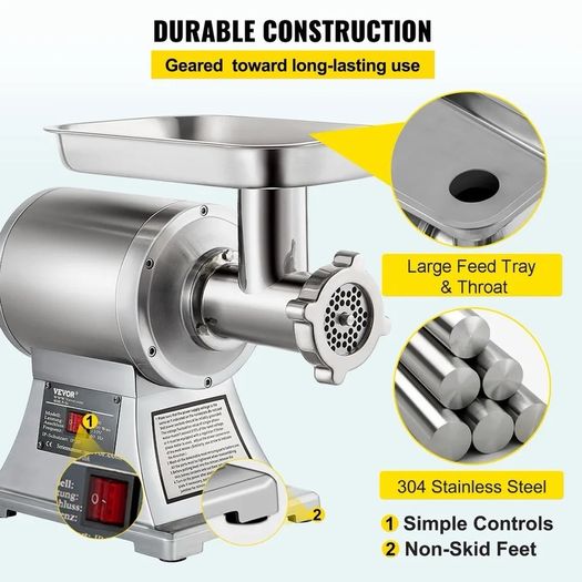 250 KG/H Electric Meat Mincer Chopper Heavy Duty Food Processors Kitchen Appliances Commercial Grinder Machine 220v