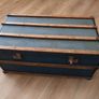 Vintage Blue Steamer-Style Trunk / Storage Chest - Vinyl Lined Image 4