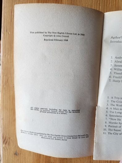 2 x Assassination. The Day The World Stood Still.by John Cottrell. 1964 Paperback In Only Fair Condition.  See Photos For Same. The second book is PROFILES IN COURAGE 1963 EDITION PAPERBACK IN GOOD CONDITION.