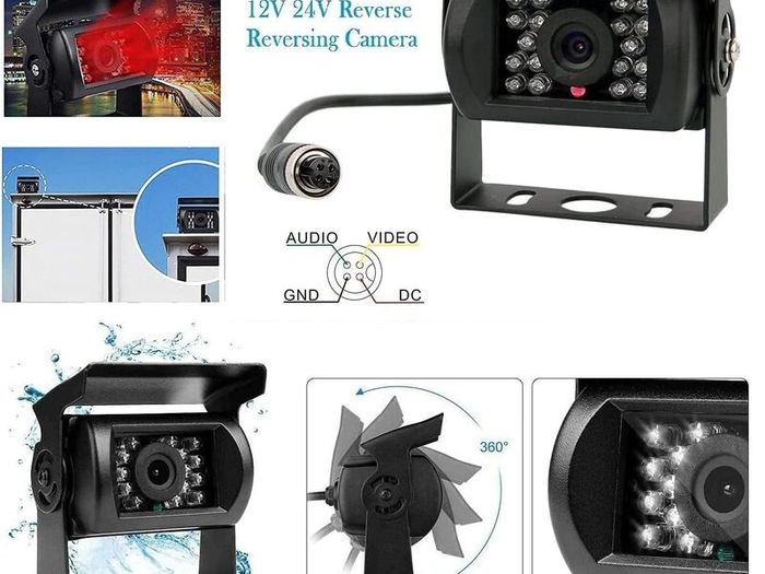1080P Reversing Camera Kit with 7-Inch HD Monitor, IP68 Waterproof Night Vision Camera, Parking Sensors & 15m Cable for Van, Truck, RV, Bus and Trailer