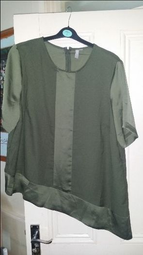 Asos khaki asymmetrical top no belt size UK18/20 EU46/48 Postage included