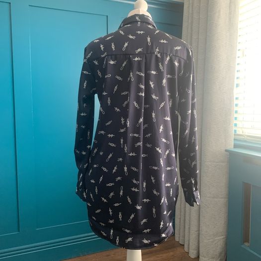 Zara navy & white blouse with knot detail. Oversized. Size S