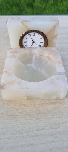 Vintage marble clock and ashtray