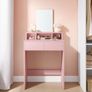 Dressing Table with Mirror and 2 Drawers Pastel Pink or White Image 2