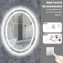 24x32 inch Oval LED Bathroom Mirror Dimmable Light Wall Mounted Makeup Mirror with Demist Illuminated Vanity Mirror Image 2