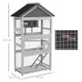 Wooden Bird Cage, with Stand, for Finches, Parakeets, Small birds - Grey Image 2