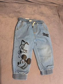 Disney Mickey Mouse/Goofey Denim Joggers BNWT (12-18 months)