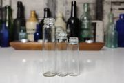 367 - Set of 3 Vintage Collectible Decorative Clear Glass Small Pills Bottles